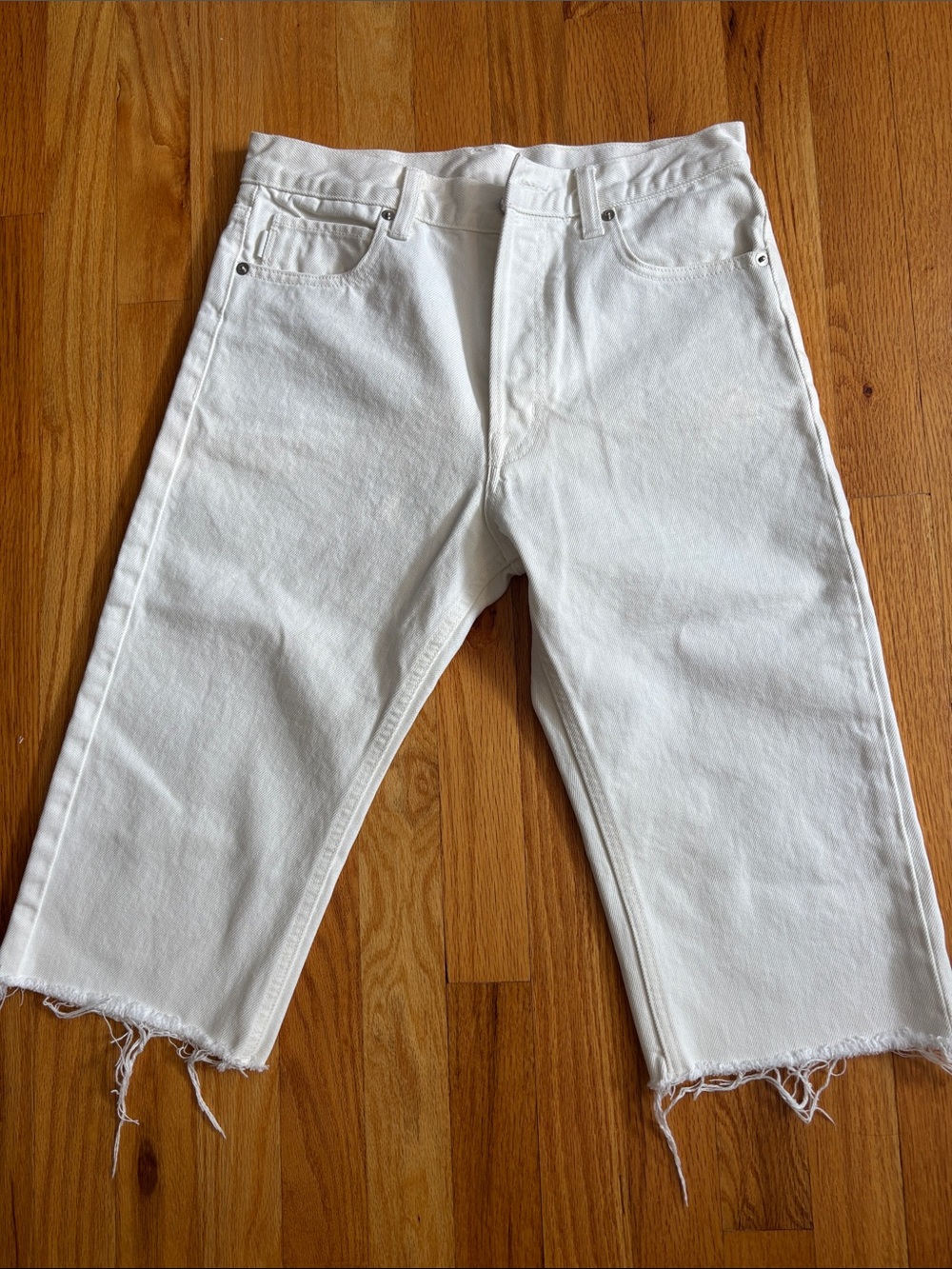 Helmut Lang White Denim Jean Shorts